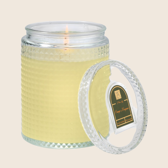 Orange & Evergreen - Textured Glass Candle with Lid