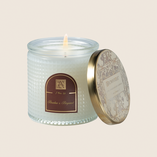 NEW! Bourbon & Bergamot - Textured Glass Candle