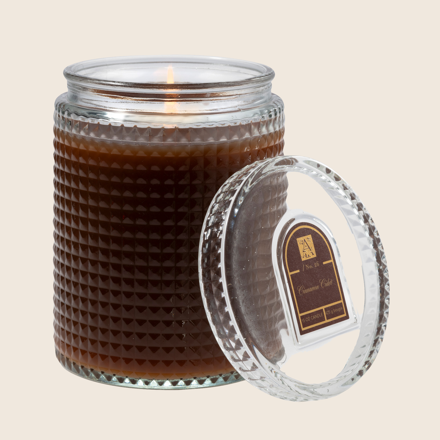 cinnamon cider - Textured Glass Candle with Lid